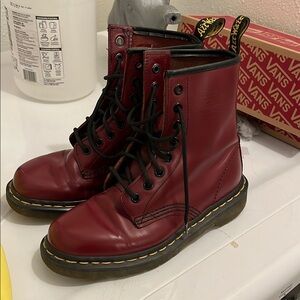 Dr. Martens Burgundy Leather Lace-Up Boots, 1460